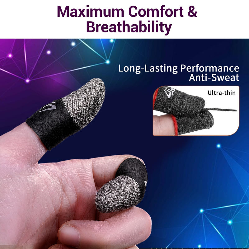 Sibba 4Pcs Mobile Gaming Finger Sleeves Ultra-Thin Carbon Fiber Thumb Sleeves for Mobile Games, Anti-Sweat & Anti-Slip Perfect Touchscreen Glide Gamer Profesionales, Universal with All Devices