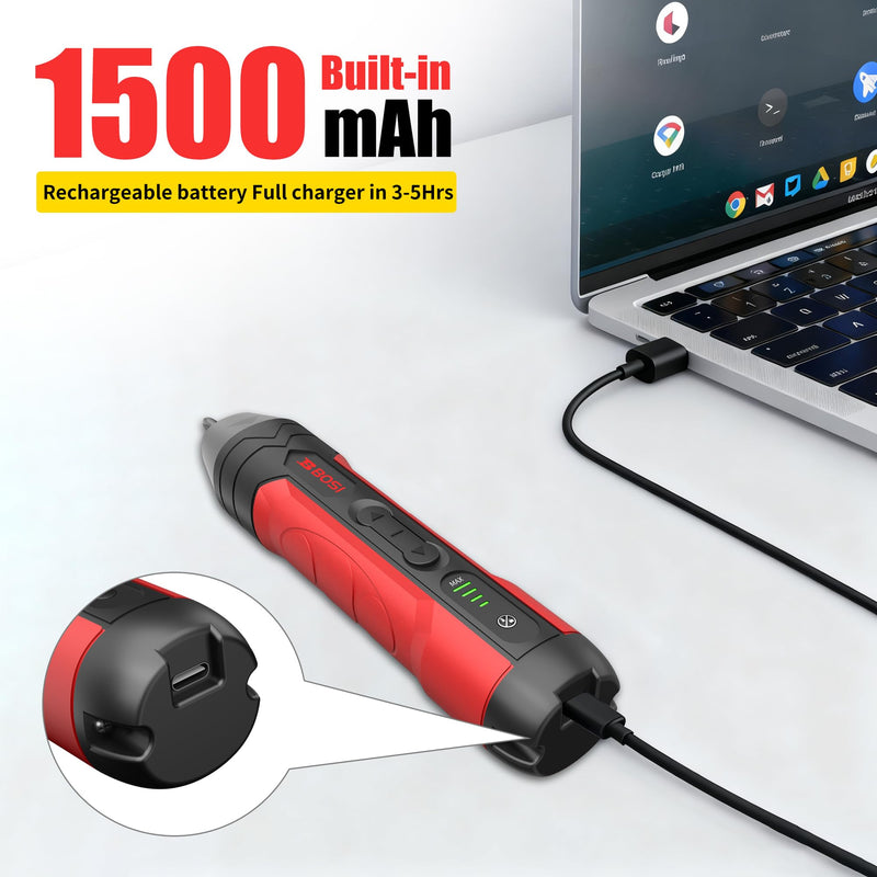 B Bosi Tool 4.2V Electric Screwdriver, Repair Tool for Electronics Phone, Electric Screwdriver Cordless Includes Bit Set, USB Charging Cable, Bit Connector