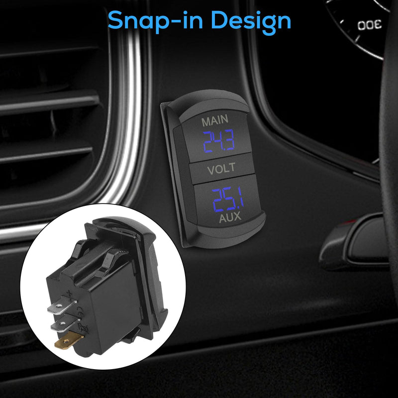 Linkstyle Double LED Digital Voltmeter, 12V Voltmeter Gauge, Dual Voltage Meter, Voltage Gauge Battery Monitor for Car