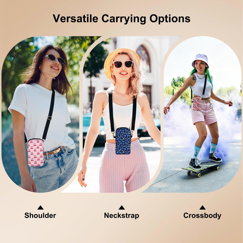 Neoprene Cell Phone Sleeve Pouch Case Bag for Women, Crossbody Strap Neck Lanyard Phone Bag for iPhone 17/16/15 Pro Max, Samsung S25, Pixel 10 (Late Autumn) Late Autumn