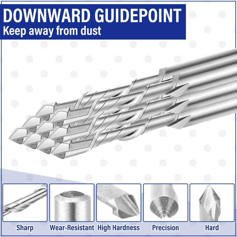 Tondiamo 25 Pcs Drywall Router Bits 3/16 Drywall Rotor Tips M2 High Speed Steel Cutting Bit Downward Router Cutout Rotary Guidepoint Drill Tool, Used for with Spiral Saw (Sliver) Sliver