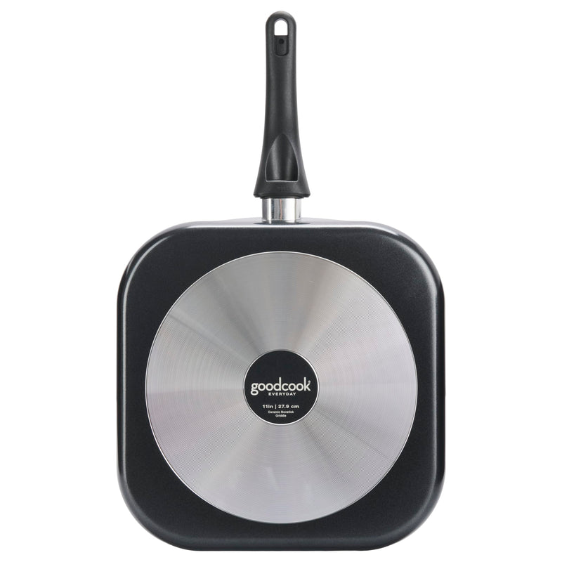 GoodCook Everyday Griddle Pan Ceramic Nonstick Aluminum Construction for Even Heating Non-Toxic PTFE & PFOA Free, 11-Inch, Black