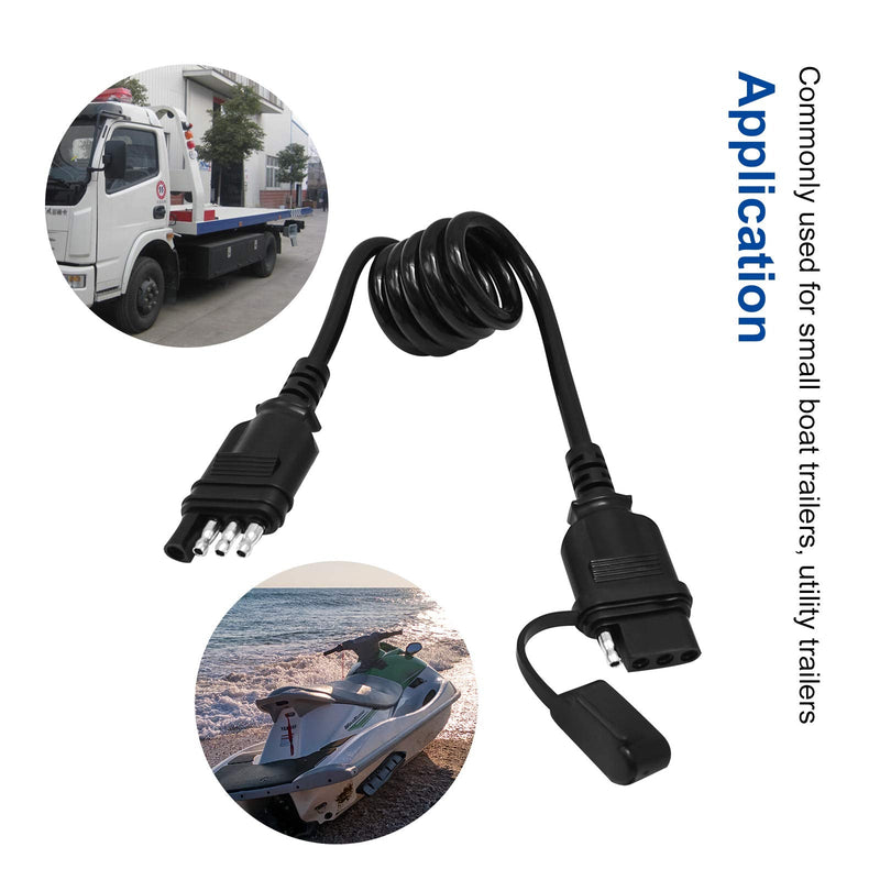 4 Pin Trailer Plug Extender Trailer Wire Extension Harness Quick-Connect Trailer Adapter Extender 4 Way Flat Male and Female Wiring Harness Adapter 28Inch/2.3Feet 4Pin-2.3Ft/28inch