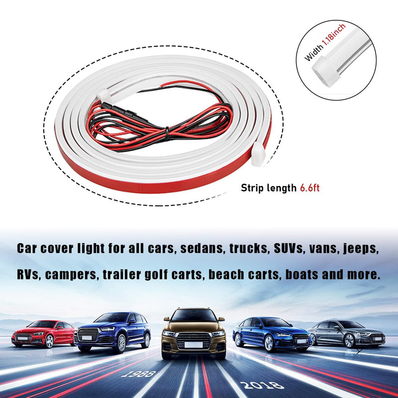 79 Inch Car Hood Light Strip, Exterior Flexible Daytime LED Running Light, Waterproof Auto LED Strip Light with Dynamic Scan Start-up Effect, Car Accessories for SUV Truck (White) 2M White