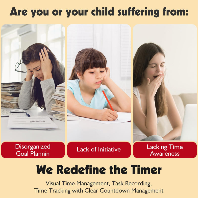 Visual Timer for Kids with Planning Board, ADHD Timer for Kids, Daily Chore Board-Checklist for Autism, Visual Schedule, Time Management, Silence Timer for Home School 2.8inch Screen