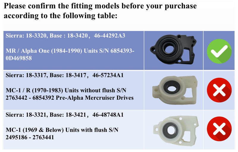 96148A8 Water Pump Repair Kit for Mercury Outboards And Mercruiser Stern Drive with Water Pump Base Replaces 18-3320 46-96148A8 Black