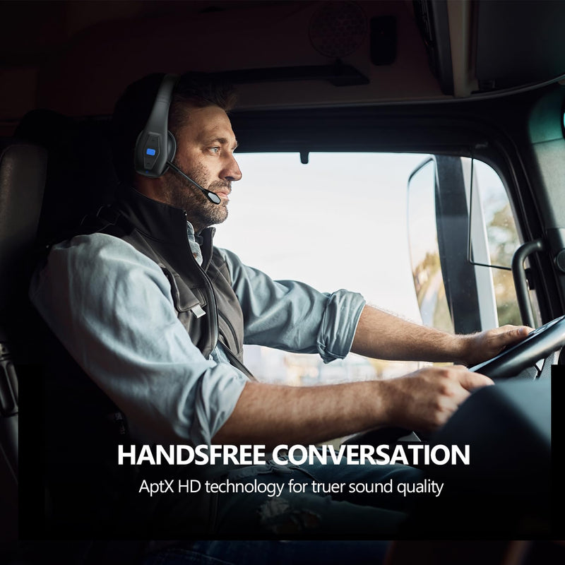 Conambo Trucker Bluetooth Headset – 60Hrs Worktime Trucker headset with CVC8.0 Dual Mic Noise Cancelling, Mute Button, Upgraded Comfort and Durability Wireless Headphones for Drivers, Work, Phone Call