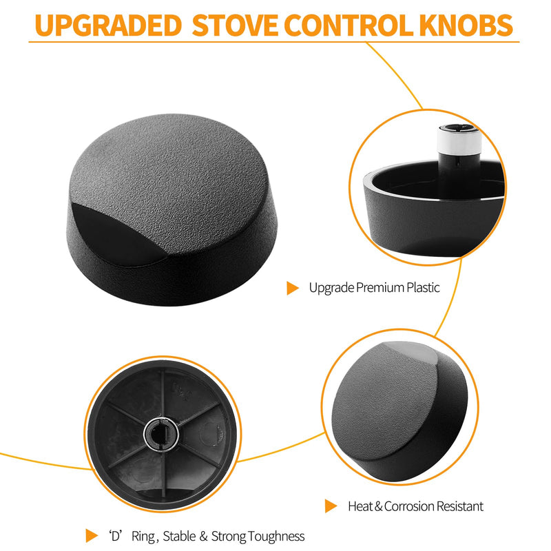 Upgraded 5 Pcs 82977 82974 Cooktop Knob Replacement for Dacor Stove Parts, SGM365 DE81-08738A Stove Knobs for Dacor Range Parts Burner Control Knobs DE81-10313A Black Plastic Gas Stove Top Knobs 5 Pieces