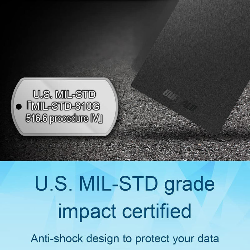 BUFFALO External SSD 1TB - Compatible with PS4 / PS5 / Windows/Mac - USB-C - USB-A - USB 3.2 - External Solid State Drive - SSD-PG1.0U3B 1 TB Buffalo SSD-PG Portable SSD Drive
