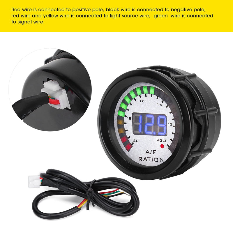 KIMISS Air Fuel Ratio AFR Gauge Kit, 52mm Car Air Fuel Ratio Gauge LED Blue Digital for 12V 4/6/8 Cylinder Gasoline Vehicle