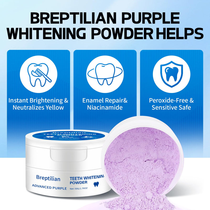 Teeth Whitening Powder with Baking Soda & Calcium Carbonate - Removes Coffee, Tea, Wine & Tobacco Stains, Freshens Breath & Whitens - Peppermint -2 x 50g-SS01 1.76 Ounce (Pack of 2)