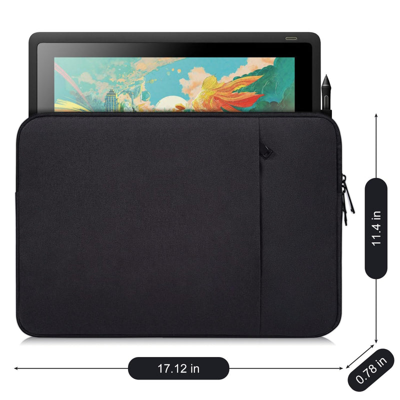 Drawing Tablet Sleeve Bag Compatible with Wacom Cintiq 16/Cintiq Pro 16 17/Intuos Pro/Intuos Pro Large PTH860,XPPen Artist 16 Gen 2/Huion KAMVAS GT-156HDV2/GAOMON PD1560 PD1561 Protective Case(Black) XL Black