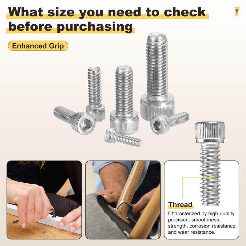 METALLIXITY Socket Head Cap Screws Kit (M2x4/6/8/10/12,M2.5x8/10/12/16,M3x6/8/10/12/16) 1200Pcs, Stainless Steel Allen Socket Drive - Machine Internal Hex Screw, Silver M2,M2.5,M3mm 1200