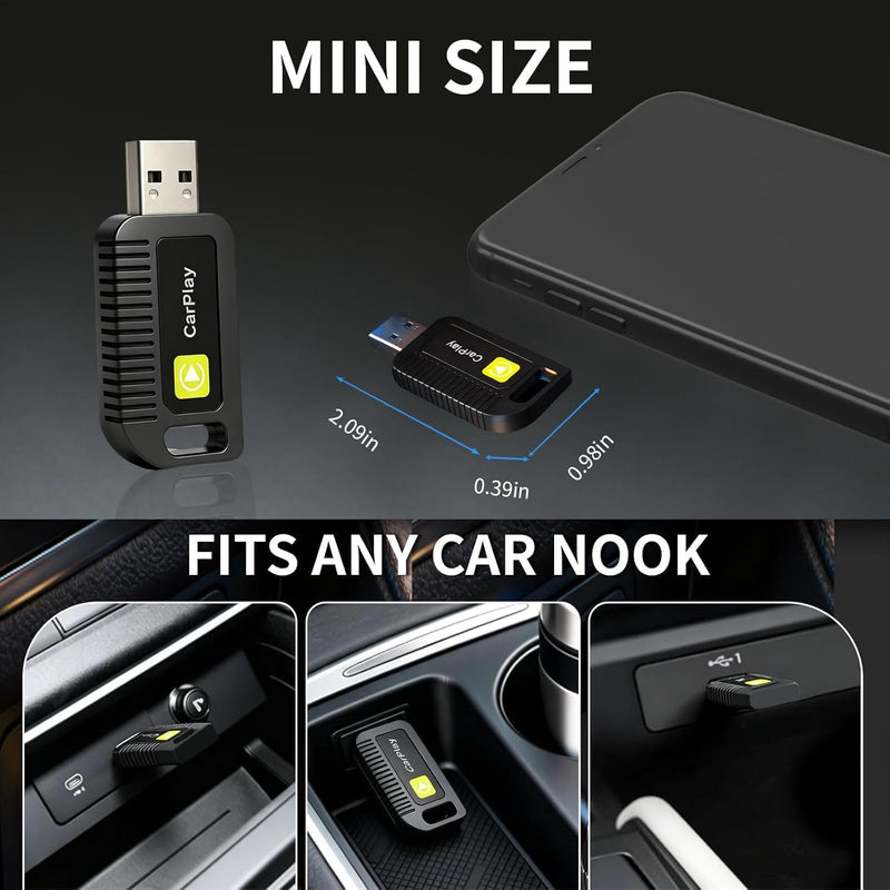 2‑in‑1 Wireless Carplay Adapter for Apple iPhone & Android Auto | Mini Dongle, Convert Wired Apple Carplay to Wireless Adapter, Automatic Connection, Low Latency, Plug & Play, Usb‑A/Type‑C