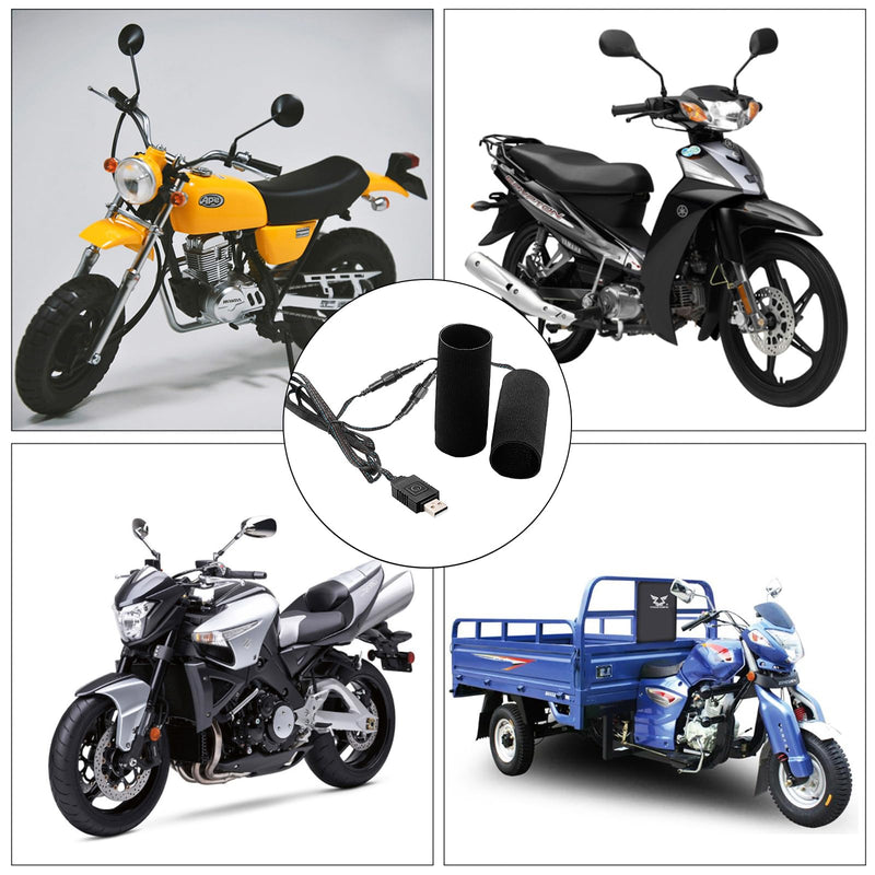 Heated Grips Cover for Motorcycle, 5V Handlebar Heater, Motorcycle Heated Grips USB Powered, 6 Gear Temperature with Memory Function, IP67 Waterproof, ATV Heated Handlebar Warmers Heated grip cover - 5V USB
