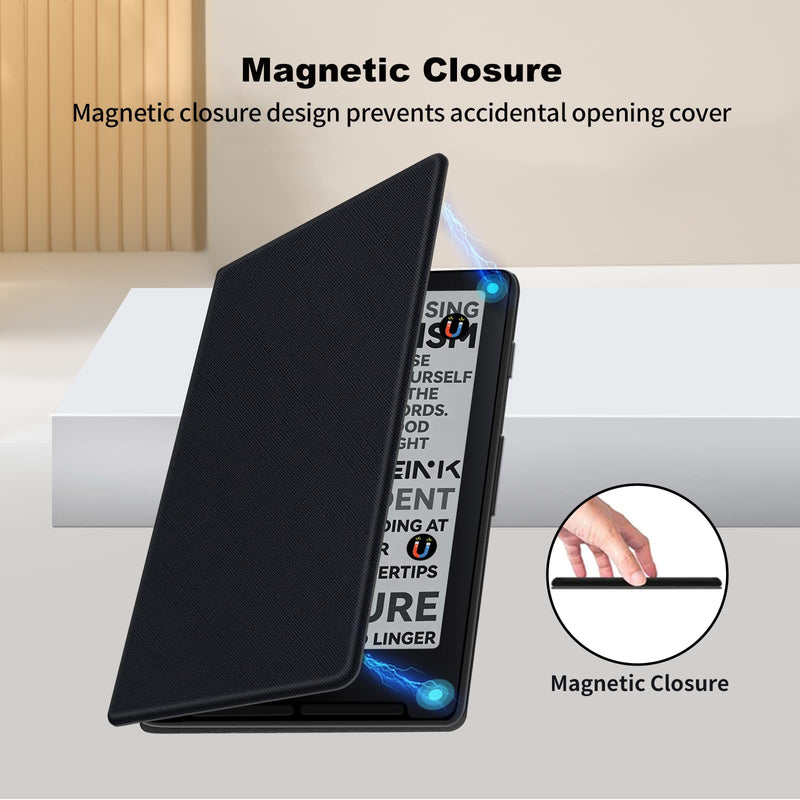 Magnetic Folio Case for Xteink X4 eReader 4.3", Slim Lightweight Premium PU Leather Cover with Magnetic Closure (Rock Black) Rock Black