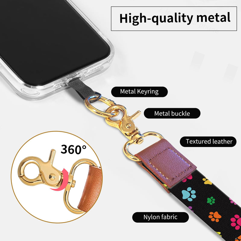 Phone Lanyard Crossbody Wrist Strap, Cute Cell Phone Lanyards for around the Neck Wristlet Wrist Strap Colorful Dog Paws