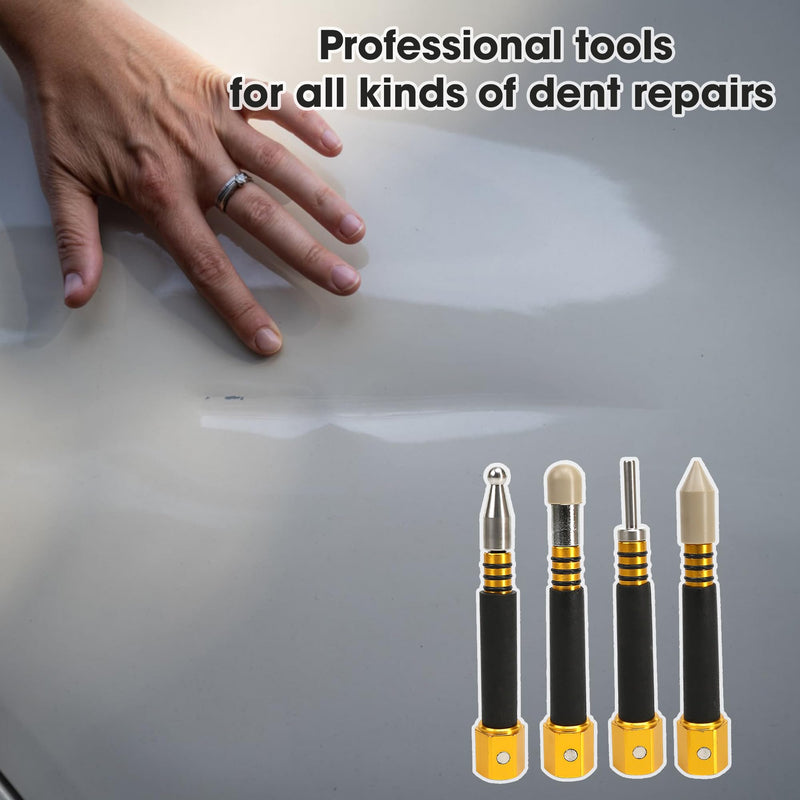 4 PCS PDR Tap Down Tool, Pen Shape VIP Knockdown Remover, Portable Removable Tool Set Pieces for Car Body Anti Dent Removal Traceless Automobile Paintless Auto DIY Repair