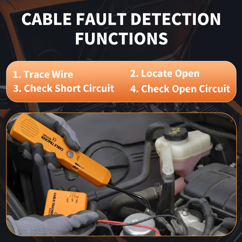 Automotive Circuit Tracer, 6-42V Wire Tracer Electrical Tool& RJ11 Plug, Wire Tracker & Tester, Short Finder, Circuit Breaker Finder, Cable & Broken Wire Detector, VEHLIVE P30 Lite W/Battery With Battery