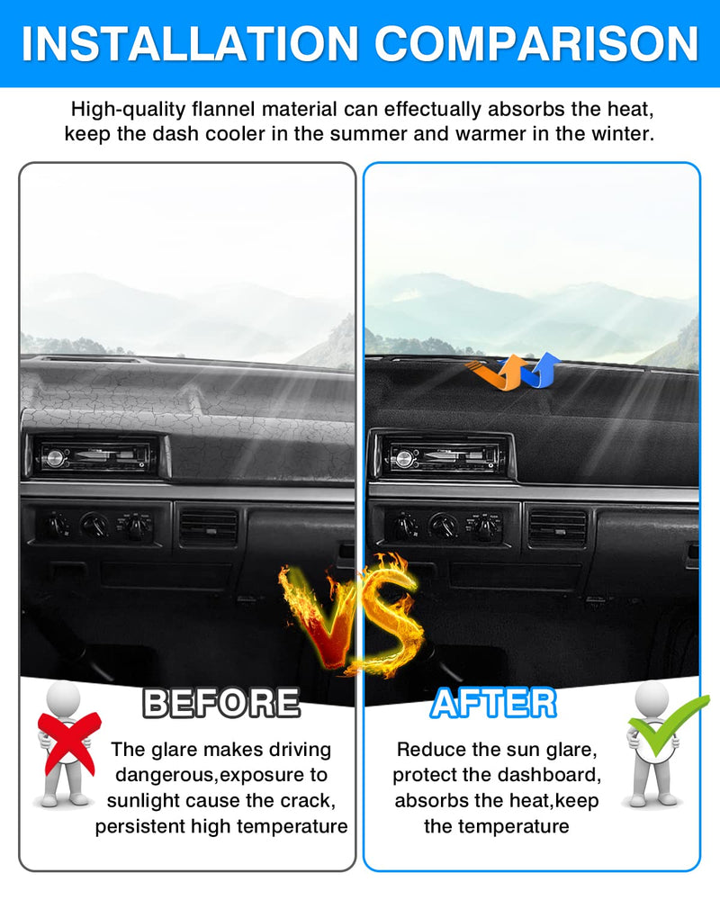 Autorder Dashboard Cover Mat for 1992-1996 Ford F150 F250 F350 Accessories Dash Cover Flannel Dash Mat Sunshade Glare UV Rays Protector 1992-1996 F150 F250 F350