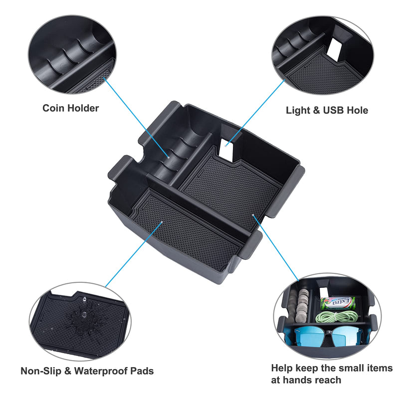 PIMCAR Center Console Organizer for Jeep Wrangler JL/JLU (2018-2025) & Gladiator JT (2020-2025) | Armrest Storage Tray | Interior Accessories (Not for JK/JKU) | Black Liner Trim