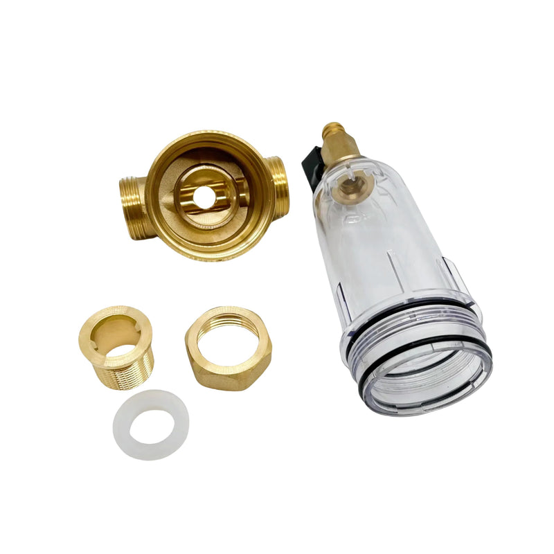 Spin Down Sediment Water Filter System with Pressure Gauge, 50&100 Micron Stainless Steel filter Mesh Pre-Filter for City/Well Water, 1" MNPT & 3/4" FNPT/MNPT Ports, Easy Backwash Cleaning