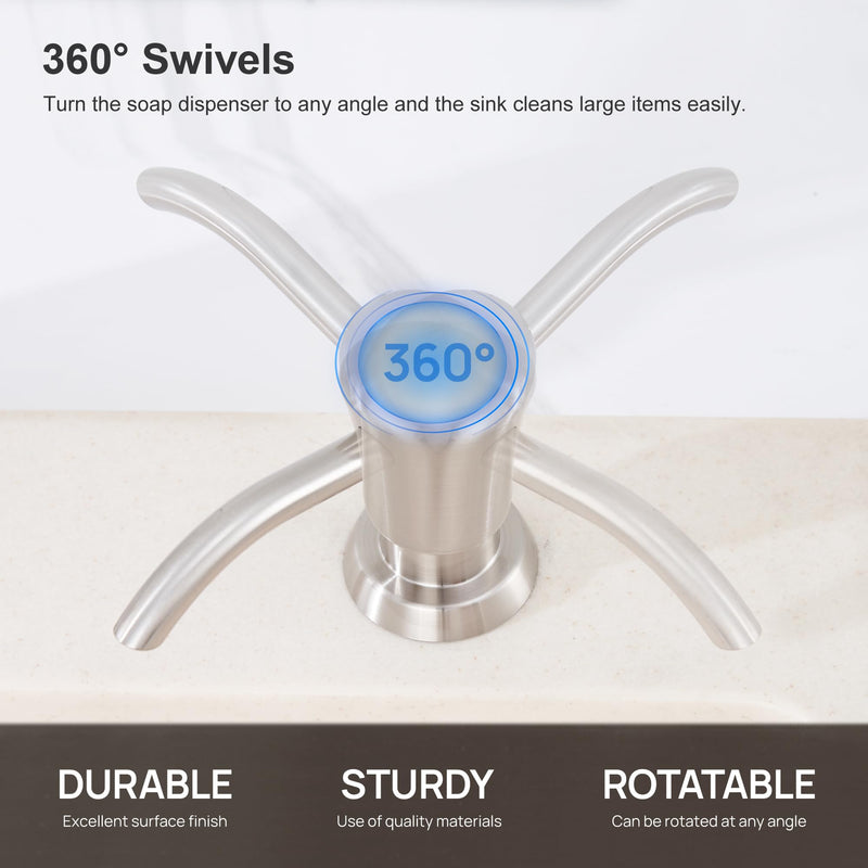 GAGALIFE Built in Counter Soap Dispenser (Brushed Nickel) for Kitchen Sink and Extension Tube Kit, Anti-Leakage Upgrade with 40" Tube No More Top Refill Brushed Nickel