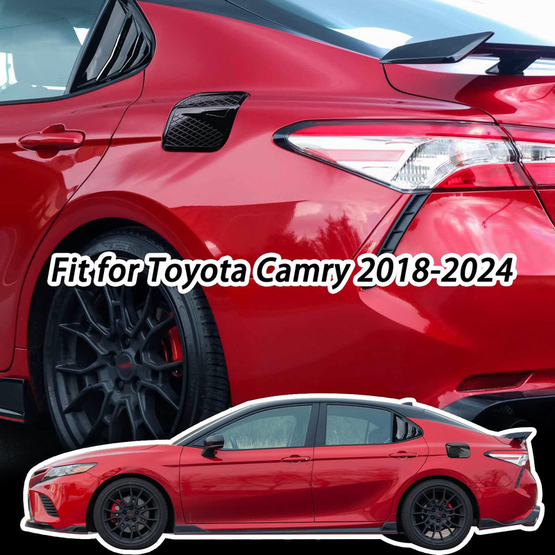 CKE Compatible with Toyota Camry 2024 2023 2022 2021 2020 2019 2018 Accessories Sporty Car Rear Side Window Louvers Air Vent Scoop Shades Cover Trim Blinds -Glossy Black (Not Fit 2025) Glossy Black