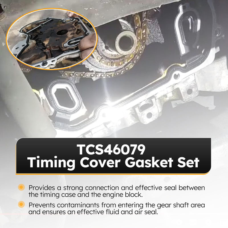 TCS46079 Timing Cover Gasket Set Compatible with 2.0L-2.4L Chevy Cobalt, Equinox, HHR, Malibu,Impala,Orlando,Captiva Sport/GMC Terrain/Buick Regal,Allure, Verano/Pontiac/Saturn Replace# 24435052