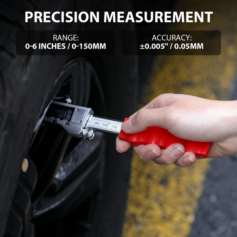 Digtal Caliper Disc Brake Rotor Micrometer Digital Caliper Measuring Tool for Disc Brake, Digital Calipers 6 inch with LCD Display, Unit Conversion, Storage Case, Extra Battery