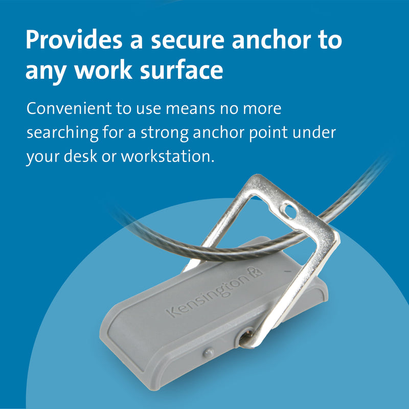 Kensington Cable Lock for HP Laptops, Lenovo, Asus, Acer & Other Devices - New Smaller & Stronger Pivoting Lock Head (K65035AM) & Desk Mount Anchor Accessory for Cable Locks (K64613WW)