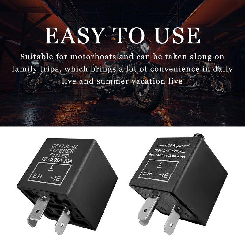 3-Pin CF13 EP34 Electronic Flasher Relay, CF13 JL-02 12V LED Light Flasher Blinker Relay, Universal Turn Signal Light Falsher Fixes Hazard Warn Hyper Flash No Flash Fixed