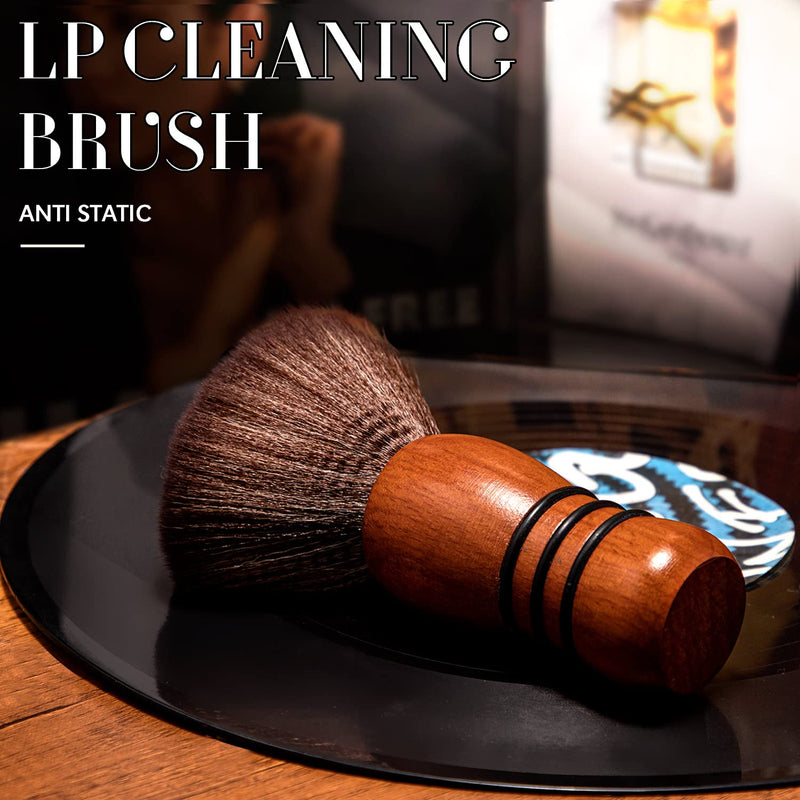 Facmogu Vinyl Record Cleaning Brush, Anti-Static Soft LP Record Cleaner | Ultra-Fine Fiber Bristles | For Vinyl LP CD Album Care, Retro Design | Wooden Handle | Turntable Record Player Accessories 1 Pack