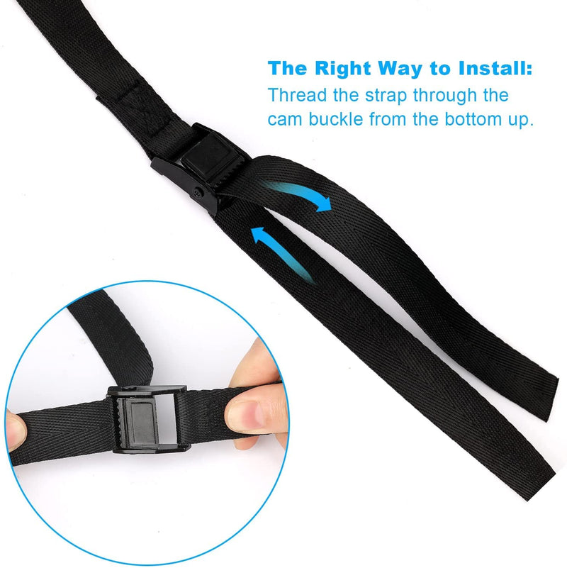 4 Pack Tie Down Strap,5ft x 1" Lashing Straps with Adjustable Buckle Heavy Duty Secure Straps up to 600 lbs for Cargo, Luggage, Bicycles, Motorcycles, Truck, SUV, Car Roof Rack, Canoe 5ft Black