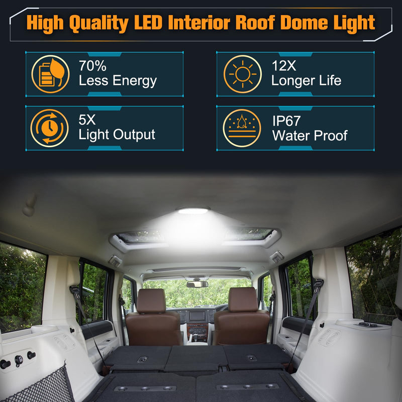White LED Interior Roof Dome Lights Cover Overhead Console Reading Lamps Compatible with Dodge Ram 1500 2500 3500 4500 5500 Dakota J-e-e-p-Liberty Commander Clear Dome Lamp Lens Console