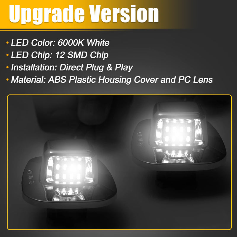 X AUTOHAUX 2pcs LED License Plate Light Lamp Assembly Silver Tone for Chevy C1500 C2500 C3500 1988-2000 6000K White