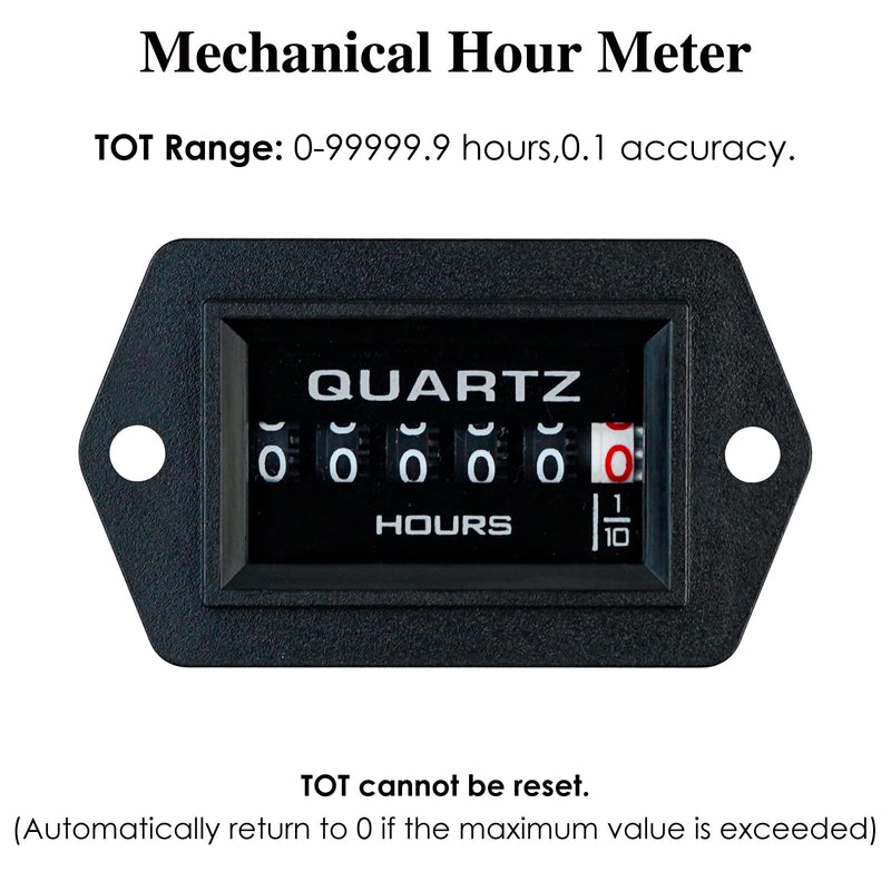 Jayron JR-HM004 Mechanical Hour Meter AC 110-250V No Battery Long Life Surface Waterproof Design Easy Installation for Generator Air Compressor Lawn Mowers Snowblower