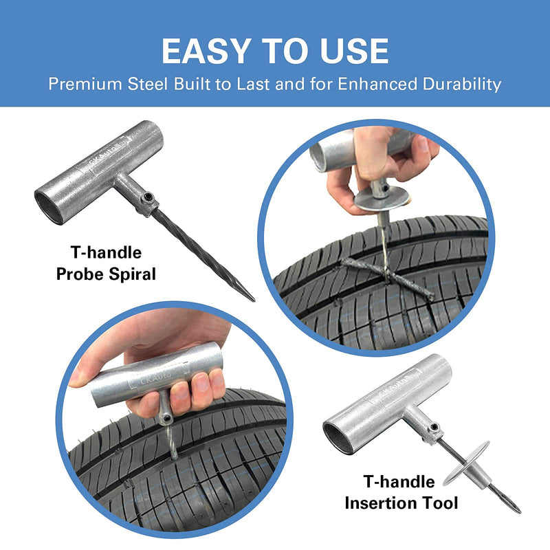 CKAuto Universal Tire Repair Kit, Heavy Duty Car Emergency Tool Kit for Flat Tire Puncture Repair, 36 Pcs Value Pack, Tire Plug Kit fit for Autos, Cars, Motorcycles, Trucks, RVs, etc. 1