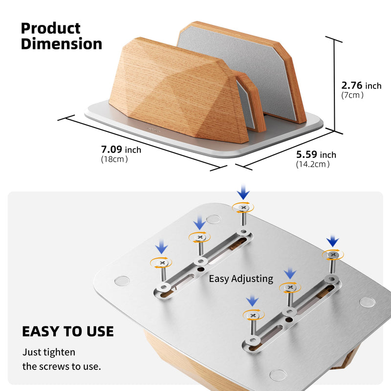 Vertical Laptop Stand - Dual Slots Wooden Adjustable Laptop Holder,Desktop Dock Compatible with All MacBook, Surface,Chromebook,Dell & More(Beechwood) Beechwood