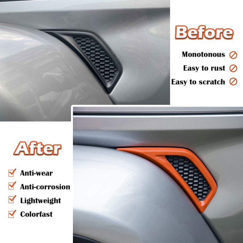 Bonbo Hood Vents & Engine Hood Hinge & Side AC Vent Outlet Trim Exterior Accessories fit for Jeep Wrangler JL JLU Sports Sahara Freedom Rubicon Unlimited Gladiator JT 2018-2023 11PCS (Orange) Orange