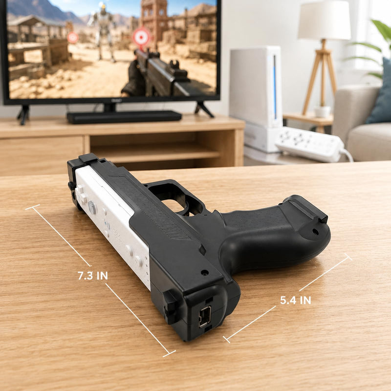 Wii Gun, Motion Plus Adapter for Nintendo Wii Remote Controller, 2 Pack | One-Handed Grips Wii Gun, Built-in Motion Plus Adapter, Gaming Accessories for Nintendo Wii and Wii U, Shooting Games Bblack