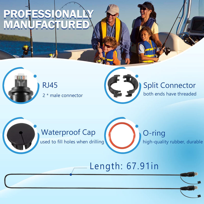 Bonbo 010-10550-00 Marine Network Cable for Garmin RJ45, Network Ethernet Cable for Garmin ECHOMAP Plus/UHD/Ultra, GMR, GSD, GCV, GPSMAP (6 Feet, Waterproof)