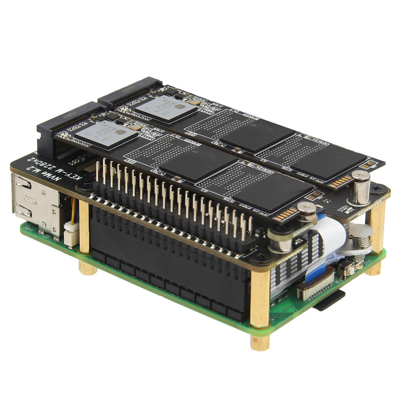 Geekworm X1004 PCIe to Dual M.2 HAT NVMe 2280 SSD PCIe Peripheral Board for Raspberry Pi 5