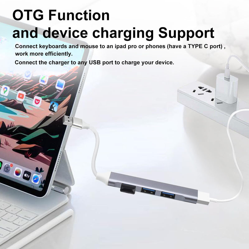 2 USB Hubs, 4-Port USB 3.0 Hub, Ultra-Slim Data Expander, Compatible with Windows, Mac, Linux Laptops & PCs Dual USB-A