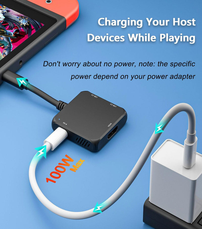 vienon USB C Hub HDMI Adapter, 4-in-1 USB C to HDMI 4K Adapter with PD 100W, USB 3.0 5Gbps for MacBook, iPad Pro, XPS, Surface, TV Dock Station for Switch/Steam Deck Dock