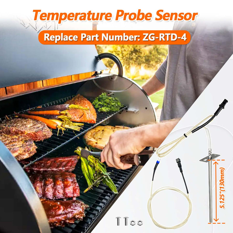 ZG-RTD-4 Temperature Probe Sensor Fit for Z-Grill 550A 450E 450B L6002E L6002B Pellet Grills 5.12 inch