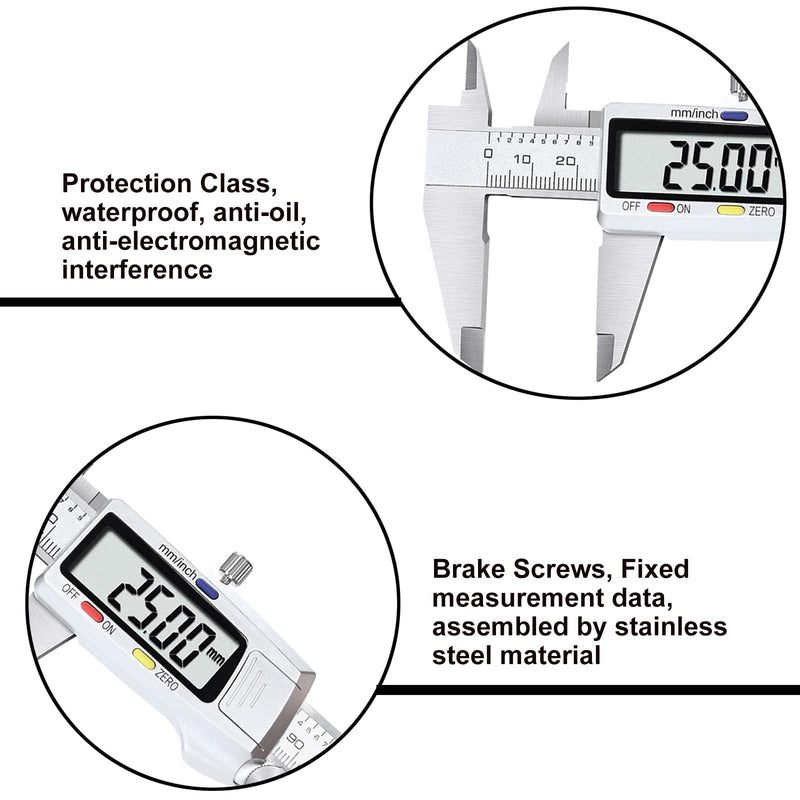 Greywolf Digital Caliper, Stainless Steel Measuring Tool, Electronic Vernier Caliper Micrometer, Inch and Millimeter Conversion, 6 Inch/150mm Large LCD Screen, for Jewelers/Craftsmen/DIY