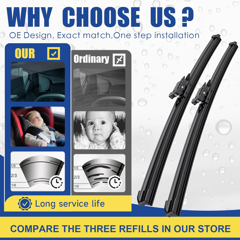 3 wipers Replacement For 2011-2016 2017 2018 2019 2020 2021 2022 2023 Ford Explorer Original Equipment Front and Rear Windshield Wiper Blades Set 26"+22"+11" (Set of 3) Pinch Tab 26"+22"+11"