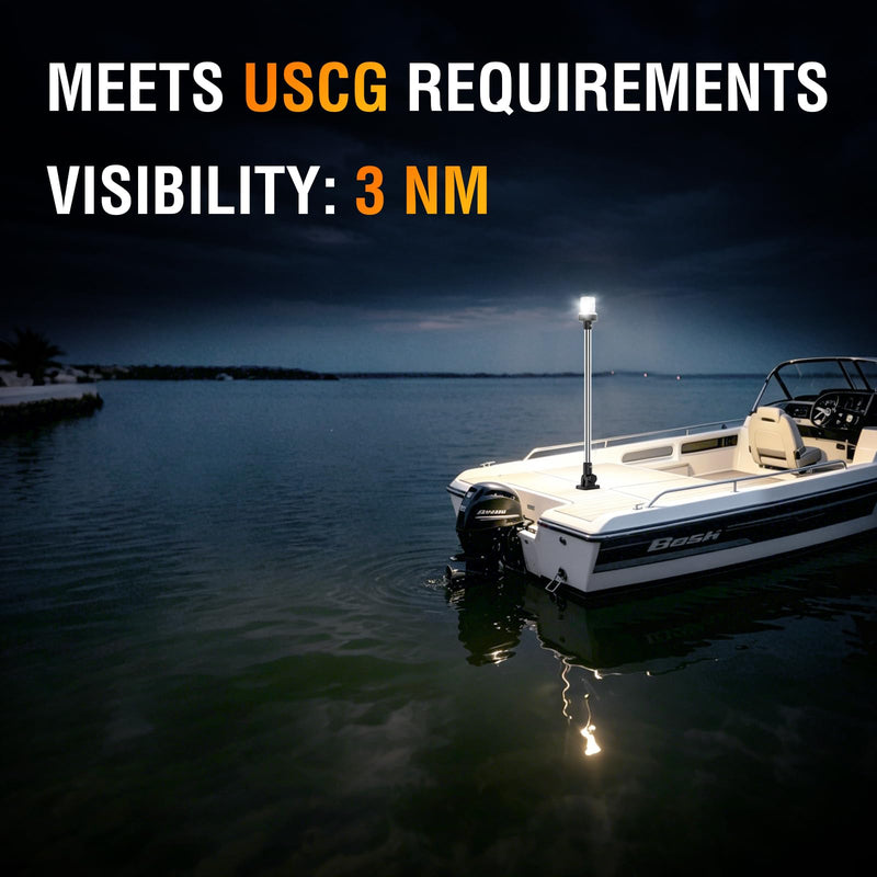 25 Inches Boat Stern Light Anchor Light, White Folding Rear Boat Running Lights, Waterproof Marine Navigation Lights for Boats LED for Small Boats (12-24V) 25 Inches