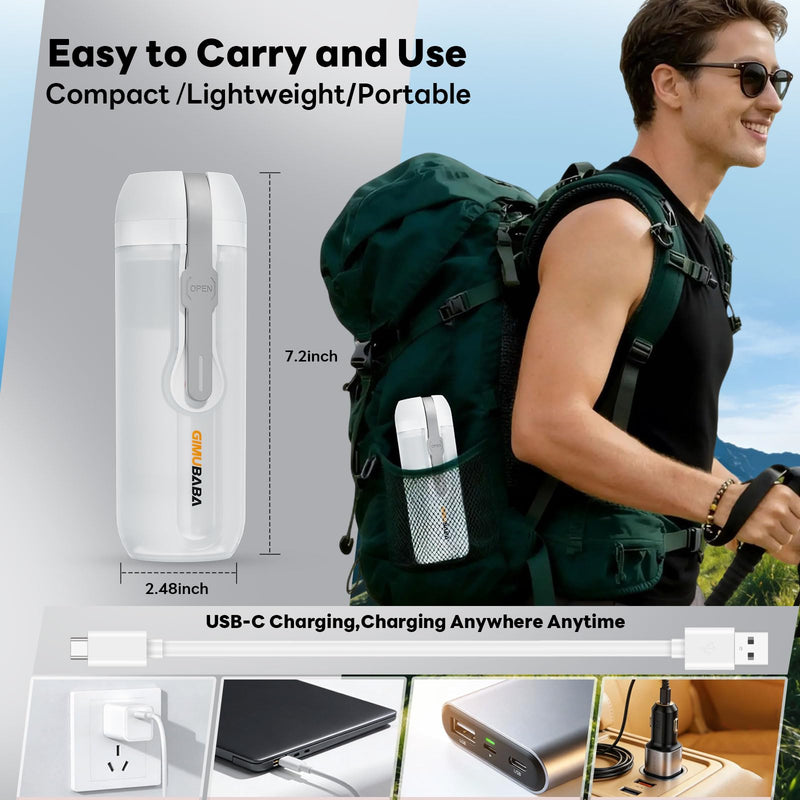 Portable Electric Bidet for Travel with 180° Adjustable Nozzle, Strong Water Pressure- Handheld Rechargeable USB-C Bidet,350ml IPX6 Waterproof Personal Hygiene Cleaner for Postpartum Women, Camping white-grey